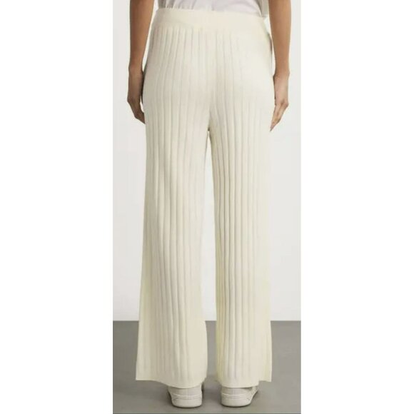 New Varley Wide Leg Rib Knit Pull On Jogger Pants Travel Medium - Picture 3 of 9